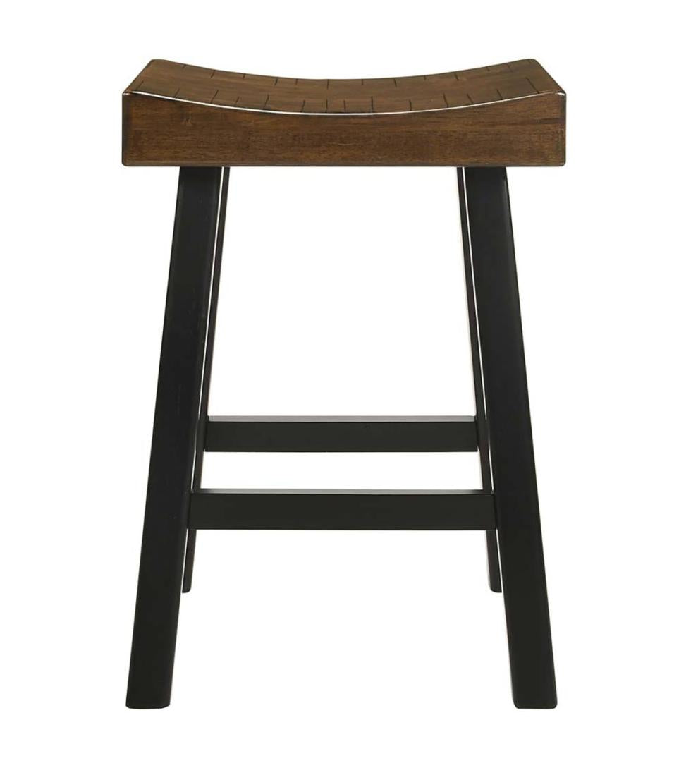 Plow & Hearth Kitchen & Bar Stools Indoor Living 25" Wood Saddle Counter Stool - Antique White