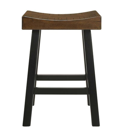 Plow & Hearth Kitchen & Bar Stools Indoor Living 25" Wood Saddle Counter Stool - Antique White
