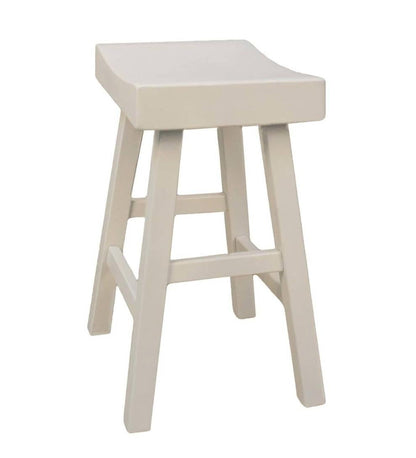 Plow & Hearth Kitchen & Bar Stools Indoor Living 25" Wood Saddle Counter Stool - Antique White