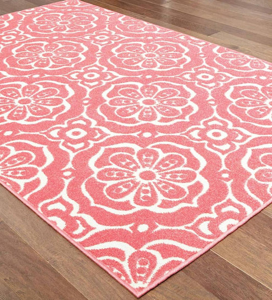 Plow & Hearth Synthetic Rugs Indoor Living Indoor/Outdoor Clearwater Tile Rug, 8' X 10' - Berry
