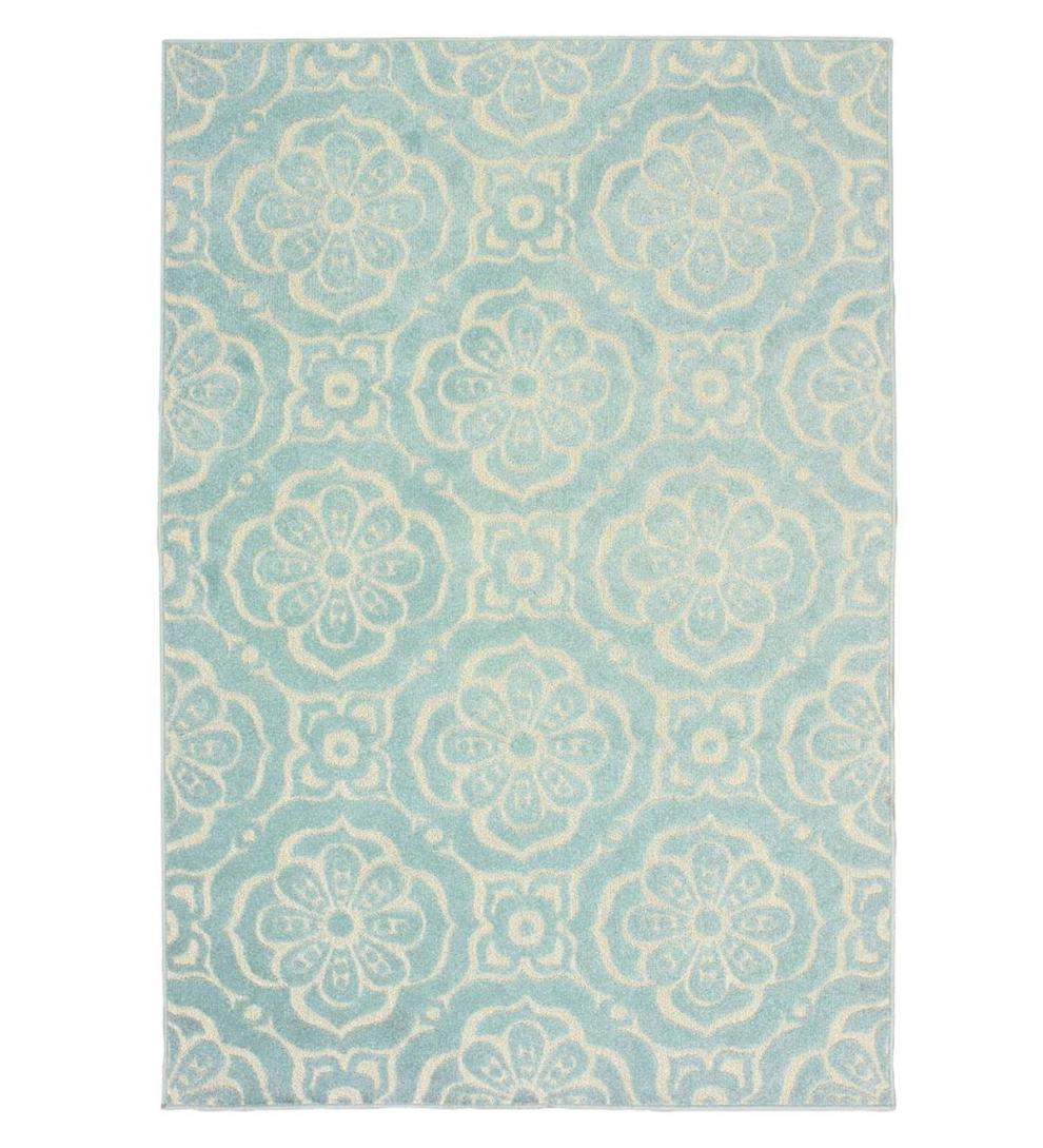 Plow & Hearth Synthetic Rugs Indoor Living Indoor/Outdoor Clearwater Tile Rug, 8' X 10' - Berry