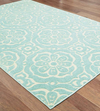 Plow & Hearth Synthetic Rugs Indoor Living Indoor/Outdoor Clearwater Tile Rug, 8' X 10' - Berry