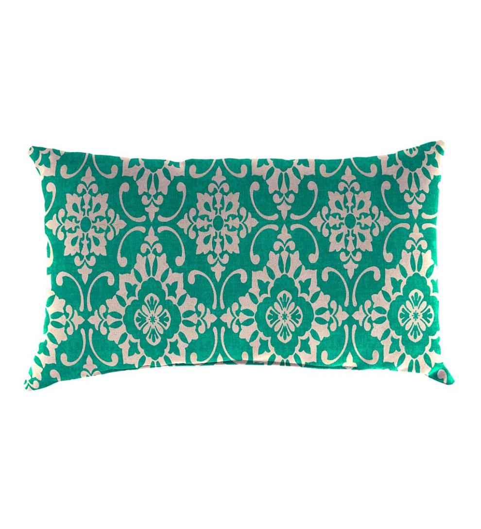 Plow & Hearth Outdoor Furniture Cushions Outdoor Living Polyester Classic Lumbar Pillow, 19" X 12" X 5½" - Rose Garden