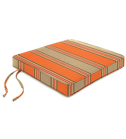 Plow & Hearth Outdoor Furniture Cushions Outdoor Living Deluxe Sunbrella Chair Cushion With Ties, 18½" X 15½" X 2½" - Bandana