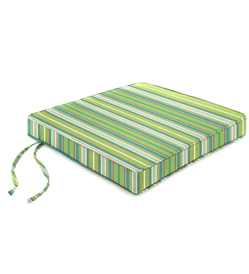 Plow & Hearth Outdoor Furniture Cushions Outdoor Living Deluxe Sunbrella Chair Cushion With Ties, 18½" X 15½" X 2½" - Bandana
