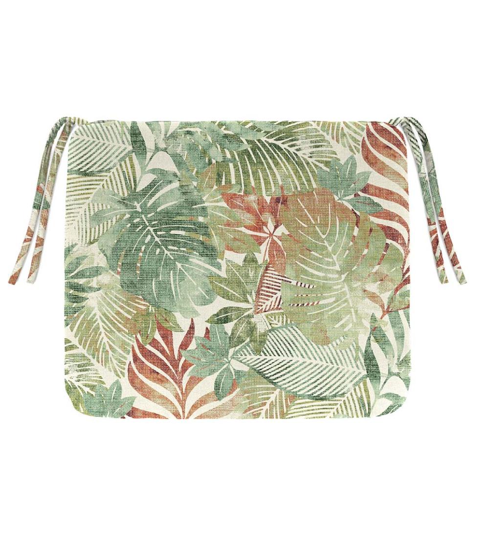 Plow & Hearth Outdoor Furniture Cushions Outdoor Living Polyester Classic Chair Cushions With Ties, 18½"X 16½"X 3" - Forest Green
