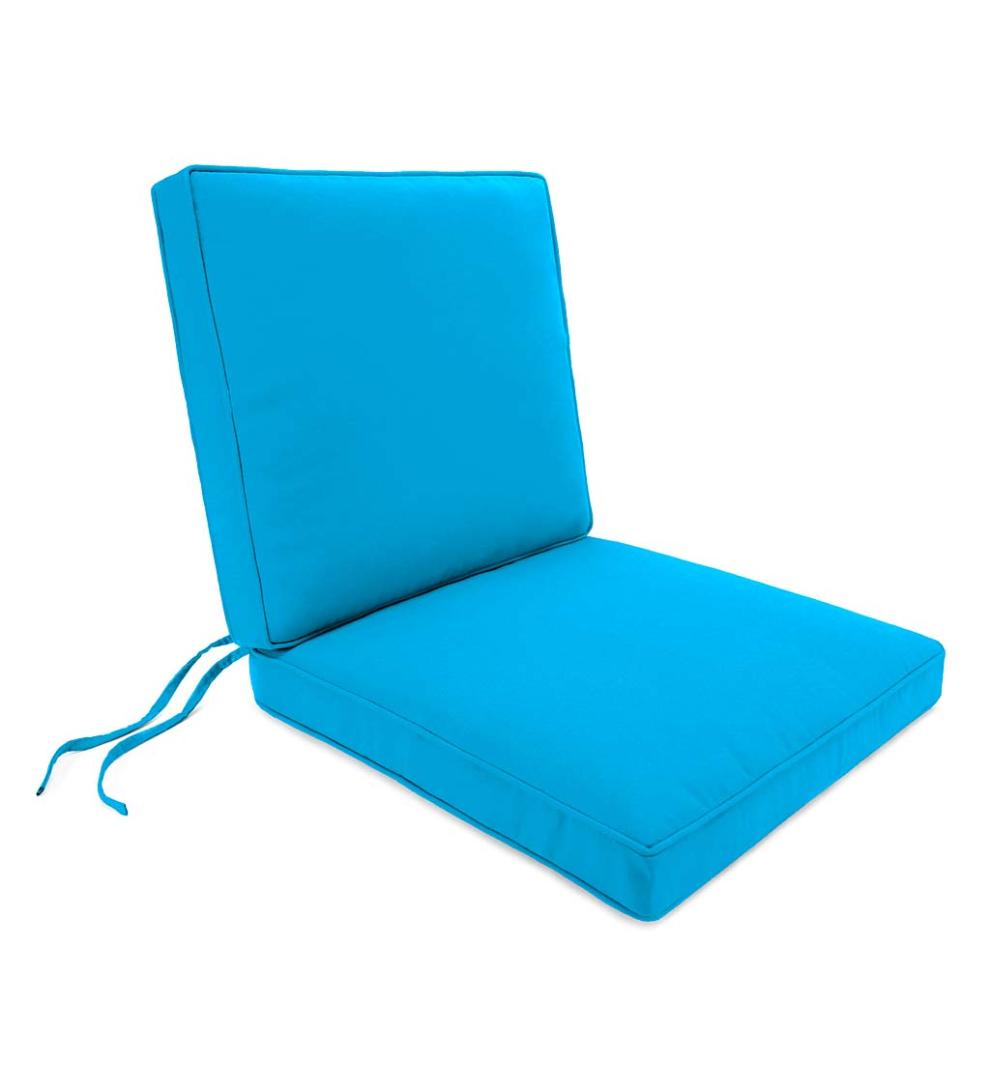 Plow & Hearth Outdoor Furniture Cushions Outdoor Living Sunbrella Seat-And-Back Chair Cushion With Ties, Seat: 19" X 17" X 3"; Back: 19" X 19" X 3" - Bandana