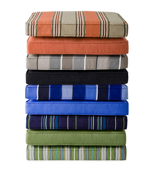 Plow & Hearth Outdoor Furniture Cushions Outdoor Living Deluxe Sunbrella Square Cushion With Ties 18½" X 17½" X 3" - Bandana