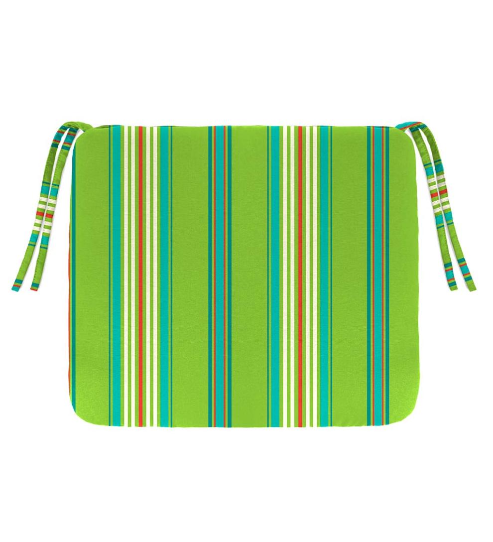 Plow & Hearth Outdoor Furniture Cushions Outdoor Living Polyester Classic Chair Cushions With Ties, 19¾"X 17½"X 3" - Forest Green