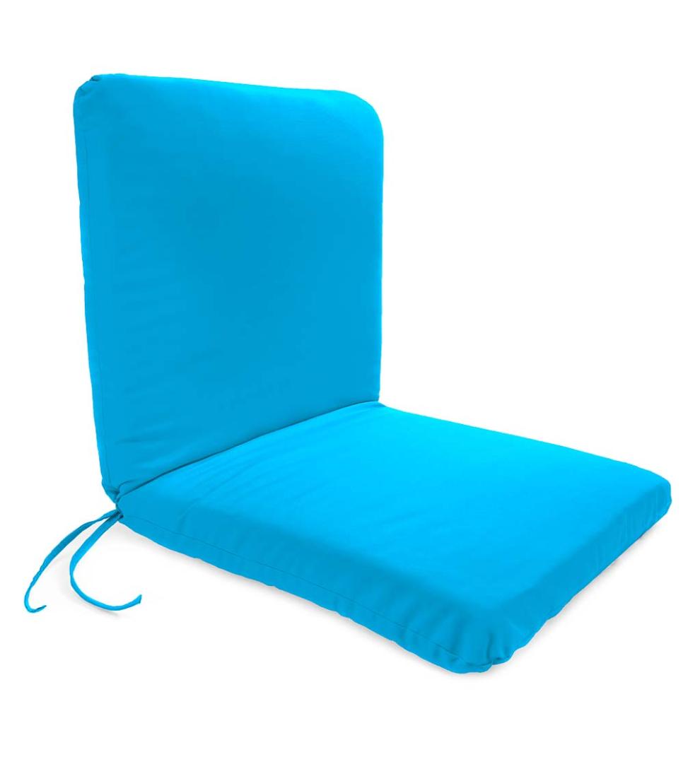 Plow & Hearth Outdoor Furniture Cushions Outdoor Living Sunbrella Chair Cushion With Ties, Seat 19"X 17"X 2½"; Back 19"X 19"X 2½" - Bandana