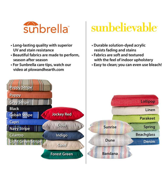 Plow & Hearth Outdoor Furniture Cushions Outdoor Living Sunbrella Classic Tufted Swing/Bench Cushion, 41¾" X 18¾"X 3" - Bandana