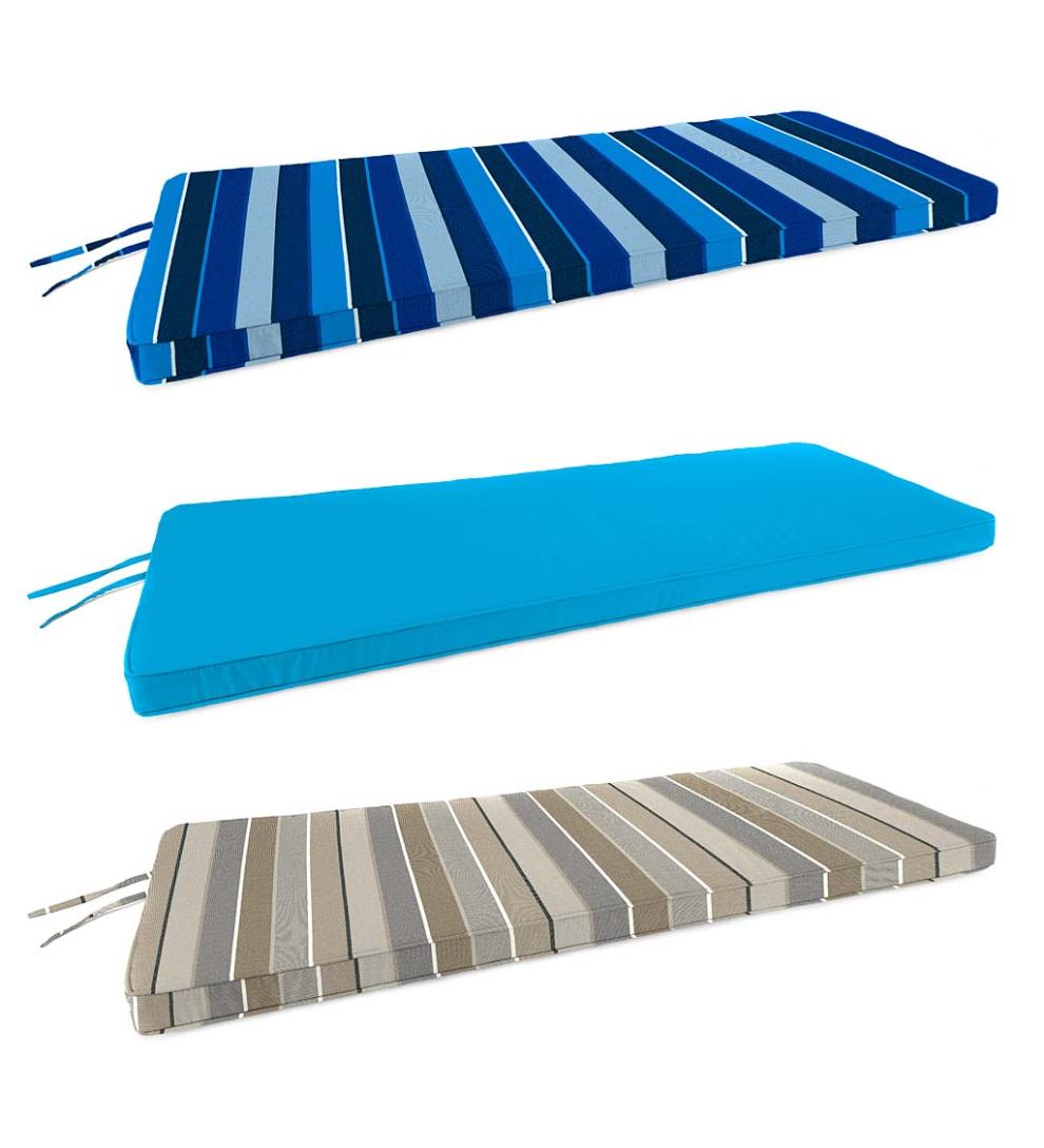Plow & Hearth Outdoor Furniture Cushions Outdoor Living Sunbrella Swing/Bench Cushion With Ties, 48" X 19" X 3" - Bandana
