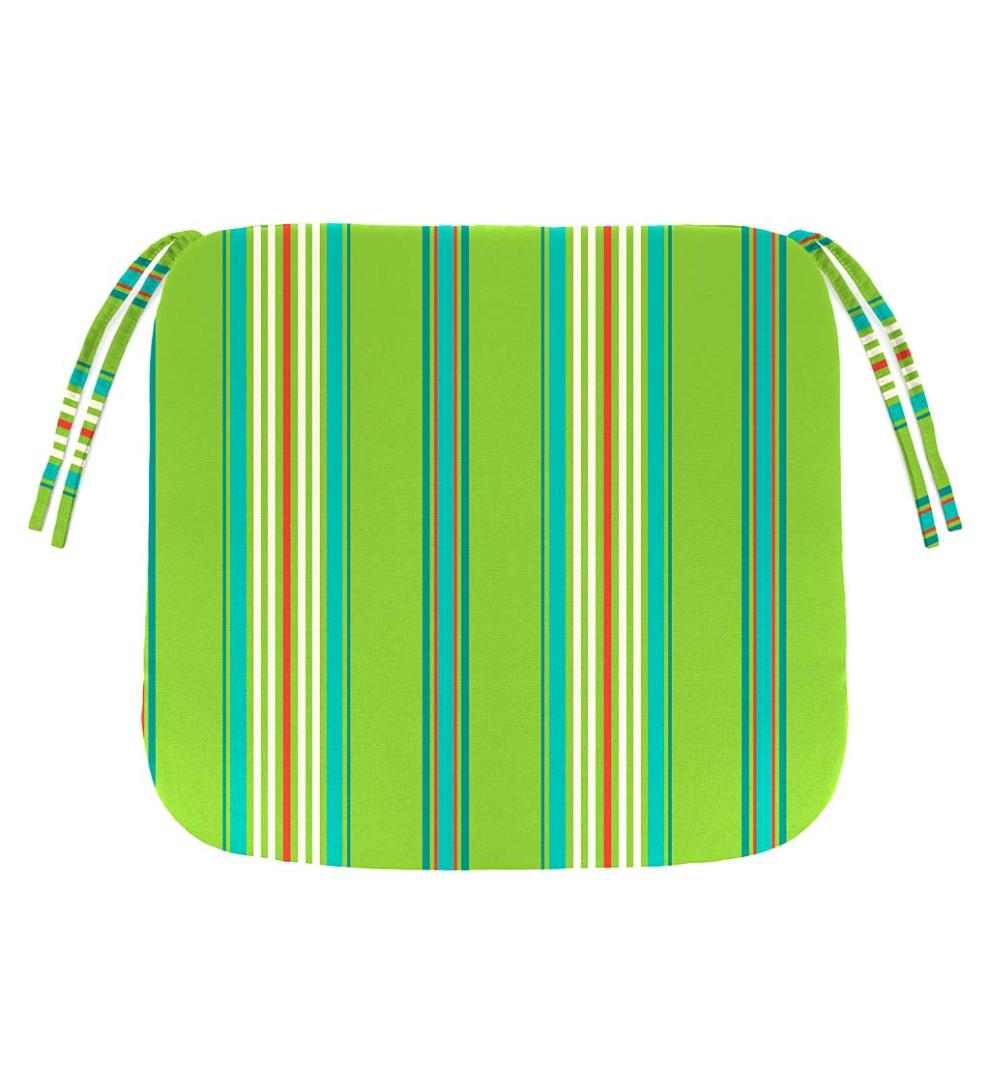 Plow & Hearth Outdoor Furniture Cushions Outdoor Living Polyester Classic Chair Cushion With Ties, 19½" X 19" X 3" - Forest Green