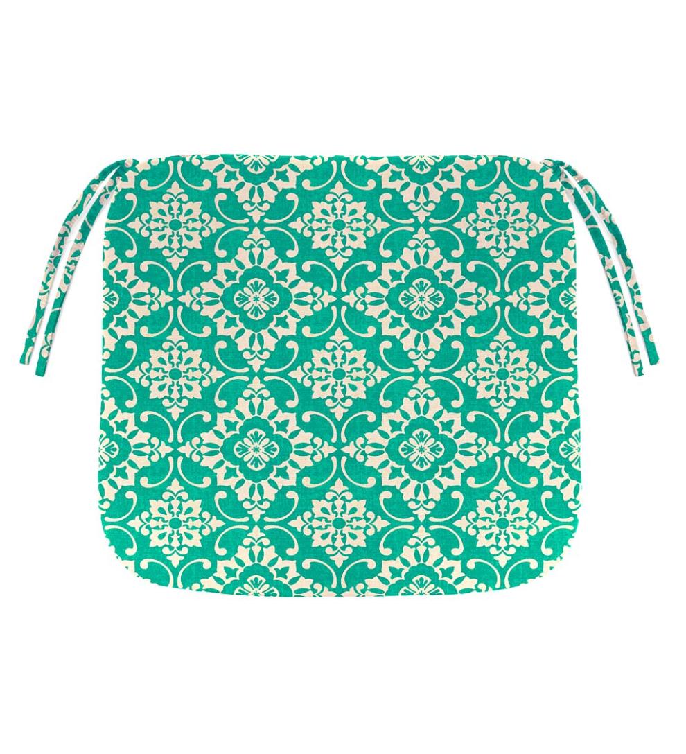 Plow & Hearth Outdoor Furniture Cushions Outdoor Living Polyester Classic Chair Cushion With Ties, 19½" X 19" X 3" - Forest Green