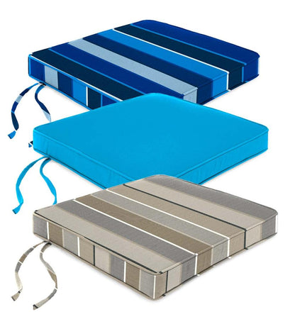 Plow & Hearth Outdoor Furniture Cushions Outdoor Living Deluxe Sunbrella Square Cushion With Ties 19½" X 19½" X 3" - Bandana