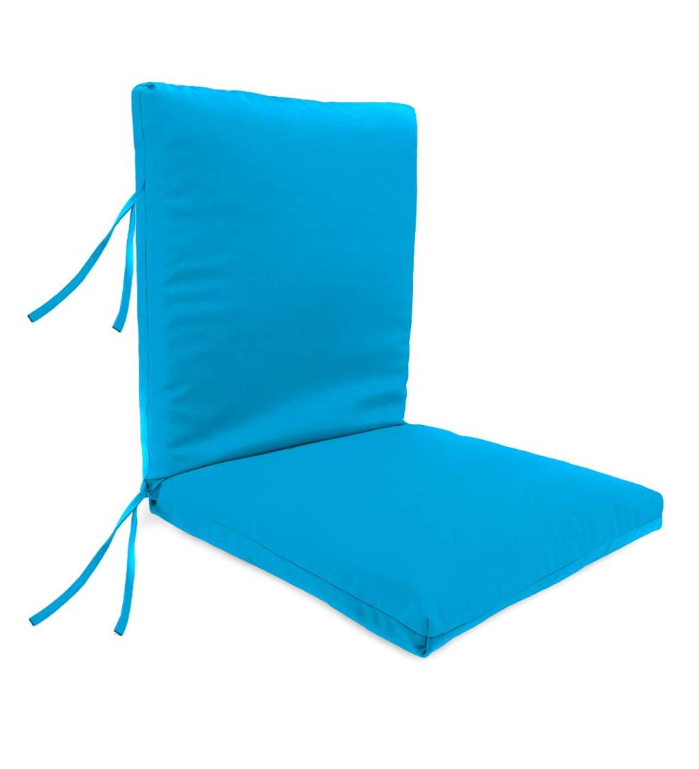 Plow & Hearth Outdoor Furniture Cushions Outdoor Living Sunbrella Large Club Chair Cushion With Ties, 44" X 22" With Hinge 22" From Bottom - Beachglass