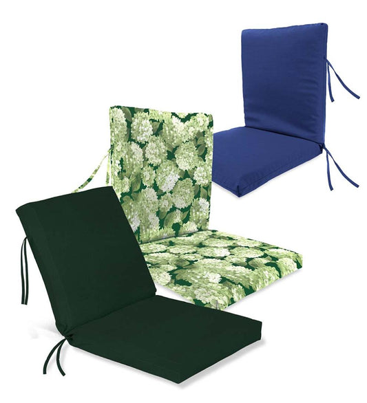 Plow & Hearth Outdoor Furniture Cushions Outdoor Living Polyester Classic Large Club Chair Cushion With Ties, 44" X 22" With Hinge 22" From Bottom - Forest Green