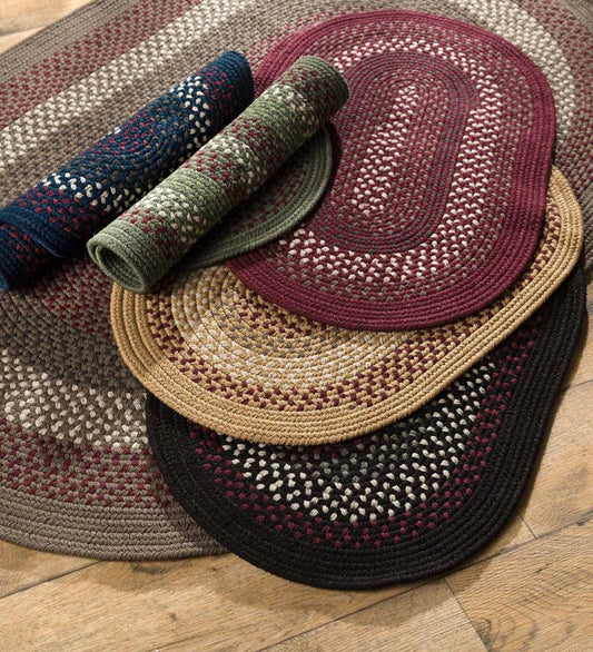 Plow & Hearth Stair Treads & Rug Pads Indoor Living Solid Color Country Classic Braided Polypropylene Stair Tread, 8" X 28" - Black