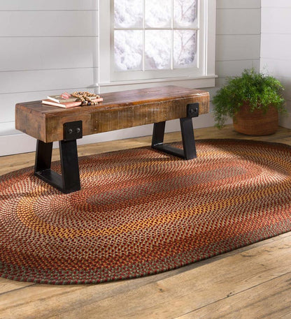Plow & Hearth Stair Treads & Rug Pads Indoor Living Usa-Made Wool Braided Virginia Stair Tread, 8" X 28" - Cappuccino