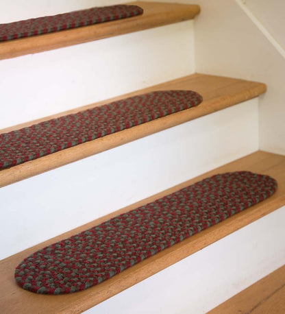 Plow & Hearth Stair Treads & Rug Pads Indoor Living Usa-Made Wool Braided Virginia Stair Tread, 8" X 28" - Cappuccino