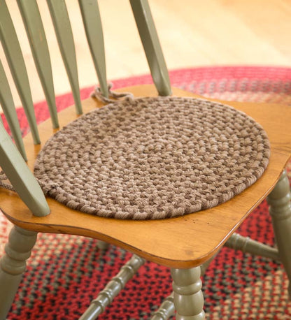 Plow & Hearth Stair Treads & Rug Pads Indoor Living Usa-Made Wool Braided Virginia Stair Tread, 8" X 28" - Cappuccino