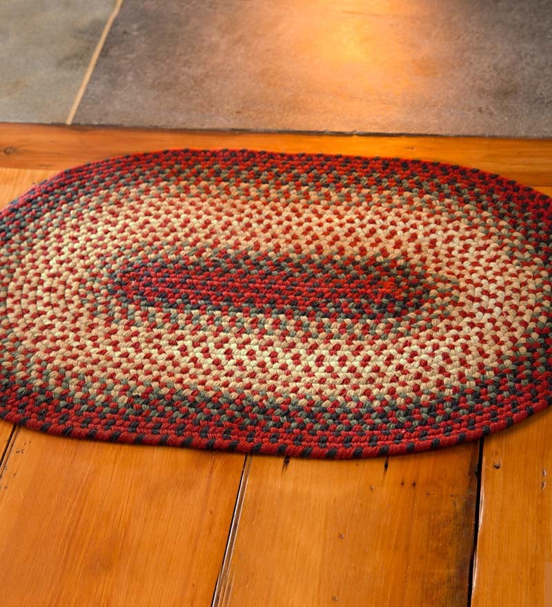 Plow & Hearth Stair Treads & Rug Pads Indoor Living Usa-Made Wool Braided Virginia Stair Tread, 8" X 28" - Cappuccino