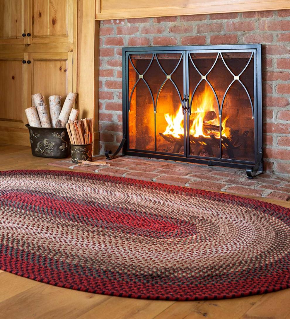 Plow & Hearth Stair Treads & Rug Pads Indoor Living Usa-Made Wool Braided Virginia Stair Tread, 8" X 28" - Cappuccino