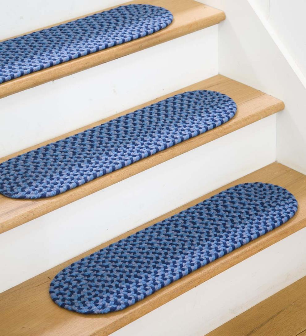 Plow & Hearth Stair Treads & Rug Pads Indoor Living Usa-Made Wool Braided Virginia Stair Tread, 8" X 28" - Cappuccino