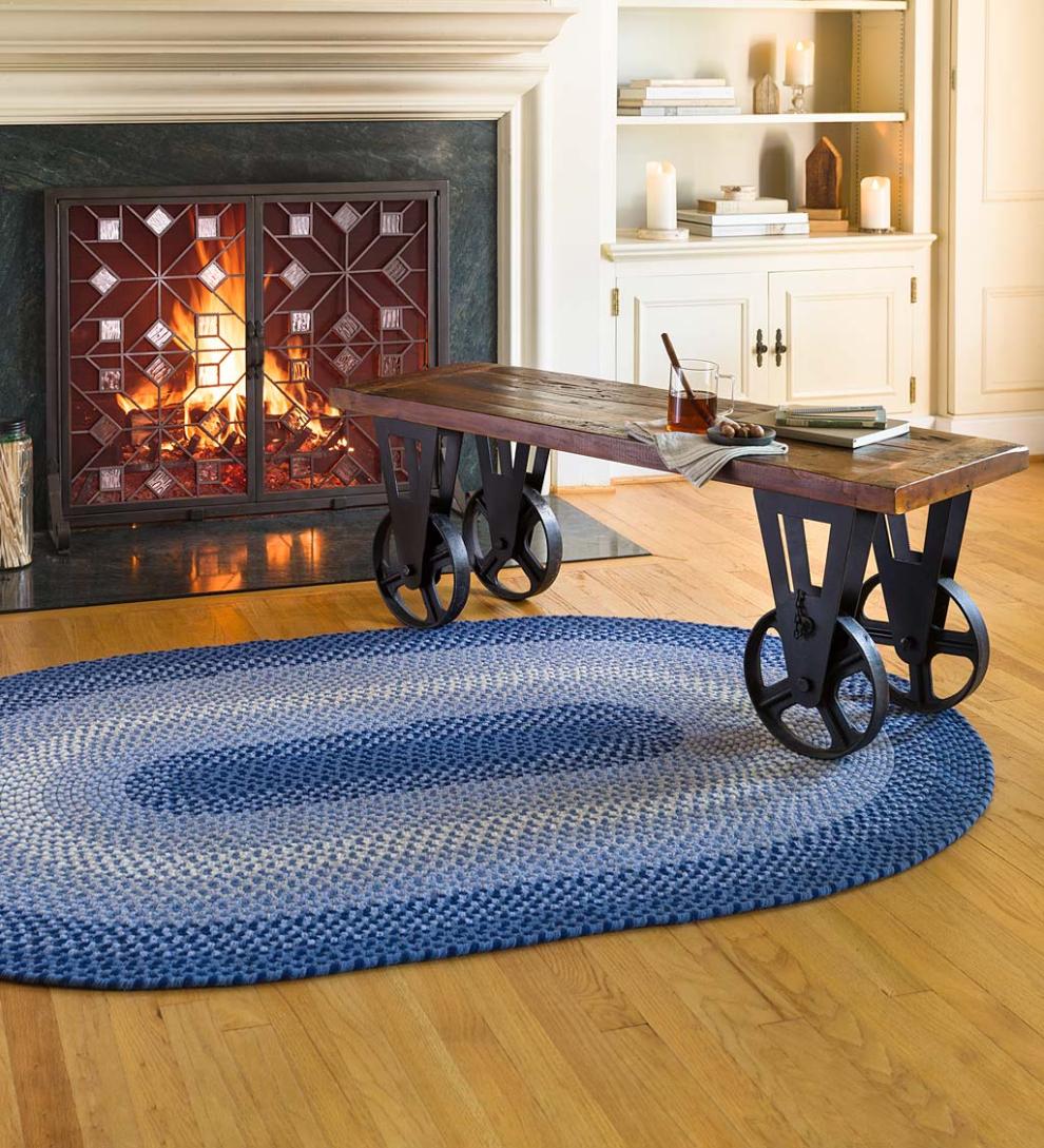 Plow & Hearth Stair Treads & Rug Pads Indoor Living Usa-Made Wool Braided Virginia Stair Tread, 8" X 28" - Cappuccino