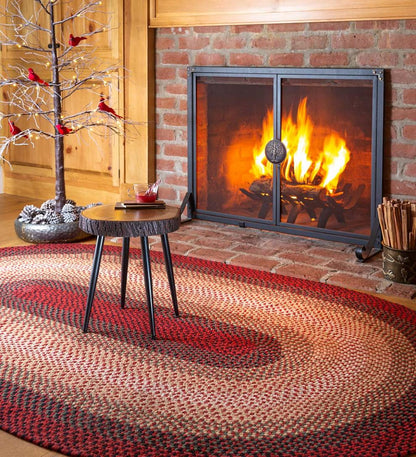 Plow & Hearth Stair Treads & Rug Pads Indoor Living Usa-Made Wool Braided Virginia Stair Tread, 8" X 28" - Cappuccino
