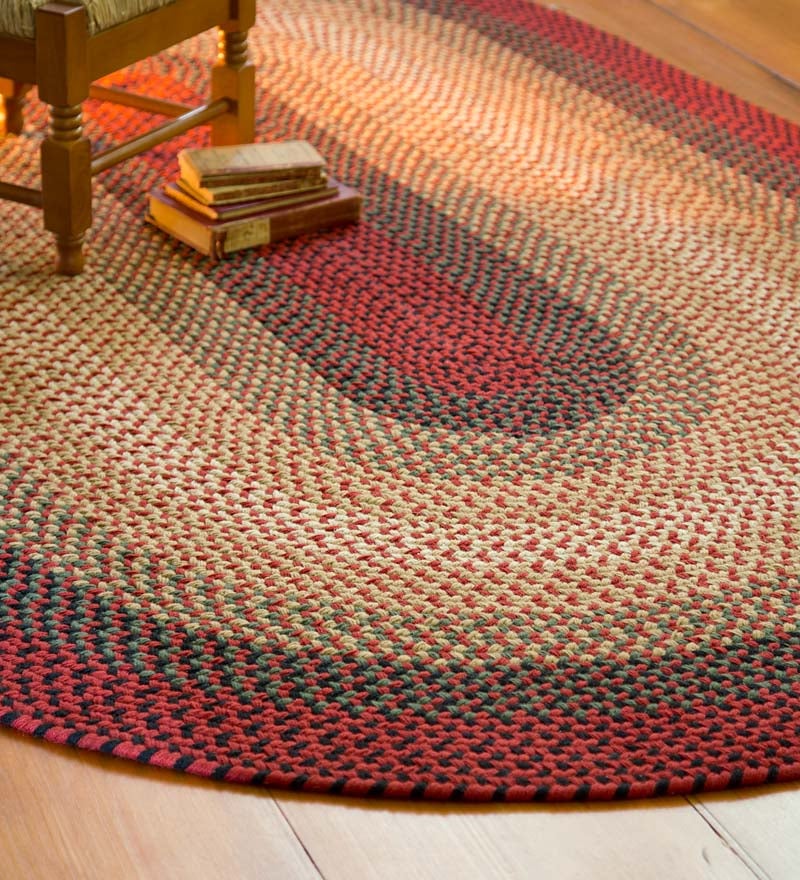 Plow & Hearth Stair Treads & Rug Pads Indoor Living Usa-Made Wool Braided Virginia Stair Tread, 8" X 28" - Cappuccino