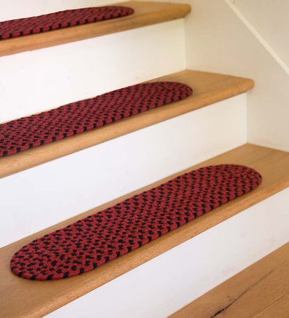 Plow & Hearth Stair Treads & Rug Pads Indoor Living Usa-Made Wool Braided Virginia Stair Tread, 8" X 28" - Cappuccino