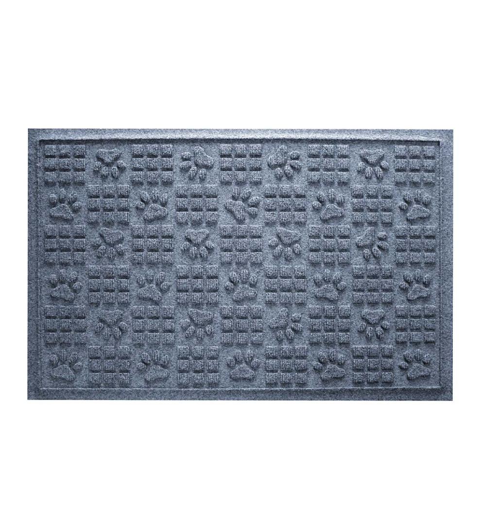Plow & Hearth Home Accents Indoor Living Waterhog Indoor/Outdoor Paws And Squares Doormat, 2' X 3' - Bluestone