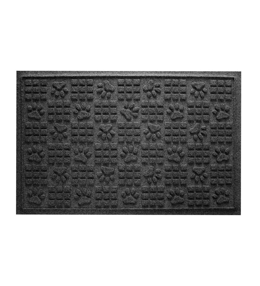 Plow & Hearth Home Accents Indoor Living Waterhog Indoor/Outdoor Paws And Squares Doormat, 2' X 3' - Bluestone