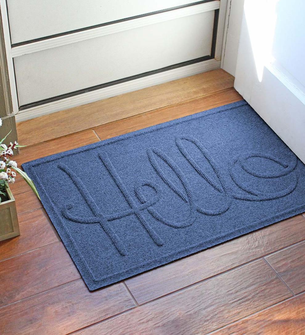 Plow & Hearth Doormats Indoor Living Waterhog Indoor/Outdoor Hello Doormat, 2' X 3' - Bordeaux
