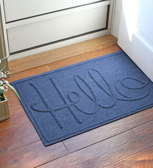 Plow & Hearth Doormats Indoor Living Waterhog Indoor/Outdoor Hello Doormat, 2' X 3' - Bordeaux