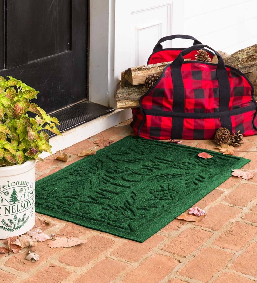 Plow & Hearth Doormats Indoor Living Waterhog Pine Welcome Doormat, 2' X 3' - Bordeaux