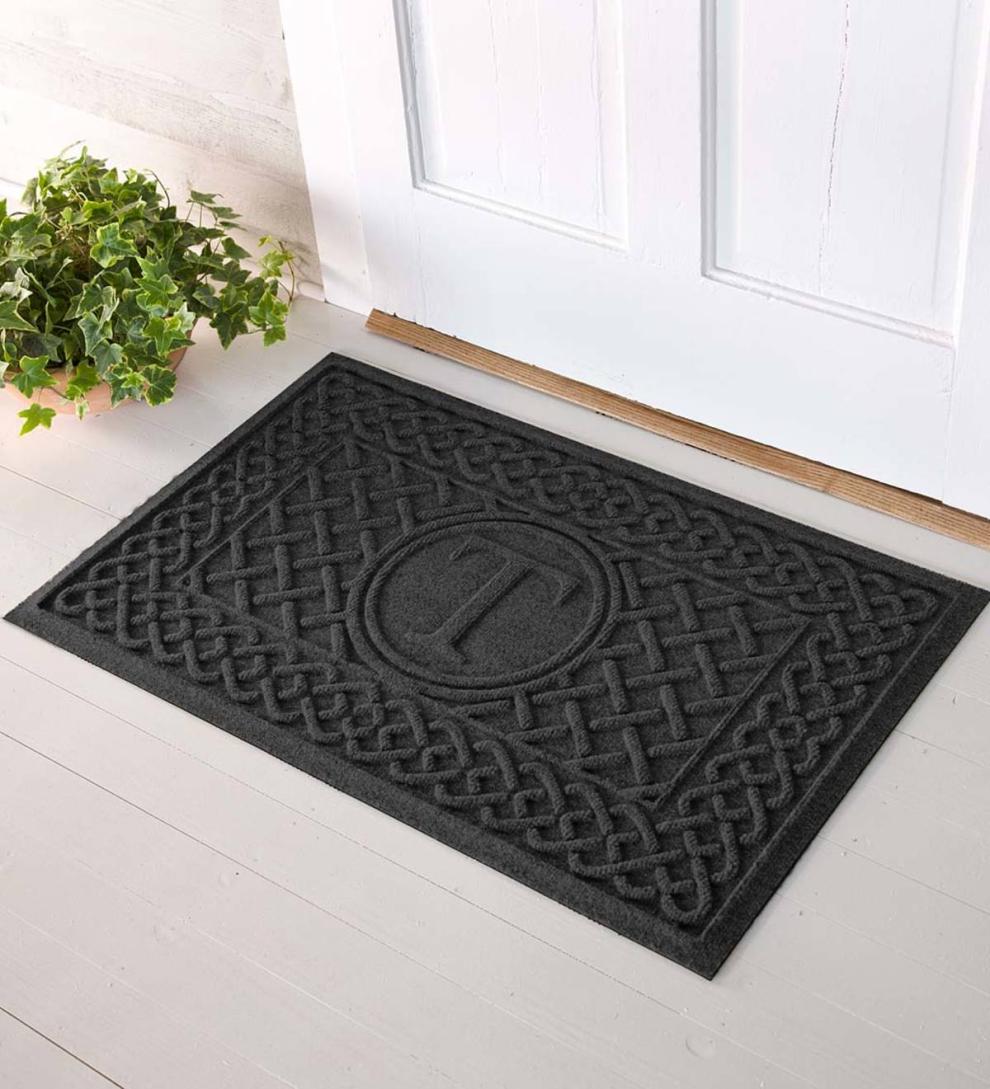 Plow & Hearth Doormats Indoor Living Waterhog Cable Weave Doormat With Single Initial, 2' X 3' - Bordeaux