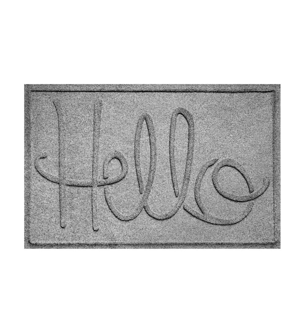 Plow & Hearth Doormats Indoor Living Waterhog Indoor/Outdoor Hello Doormat, 2' X 3' - Bordeaux