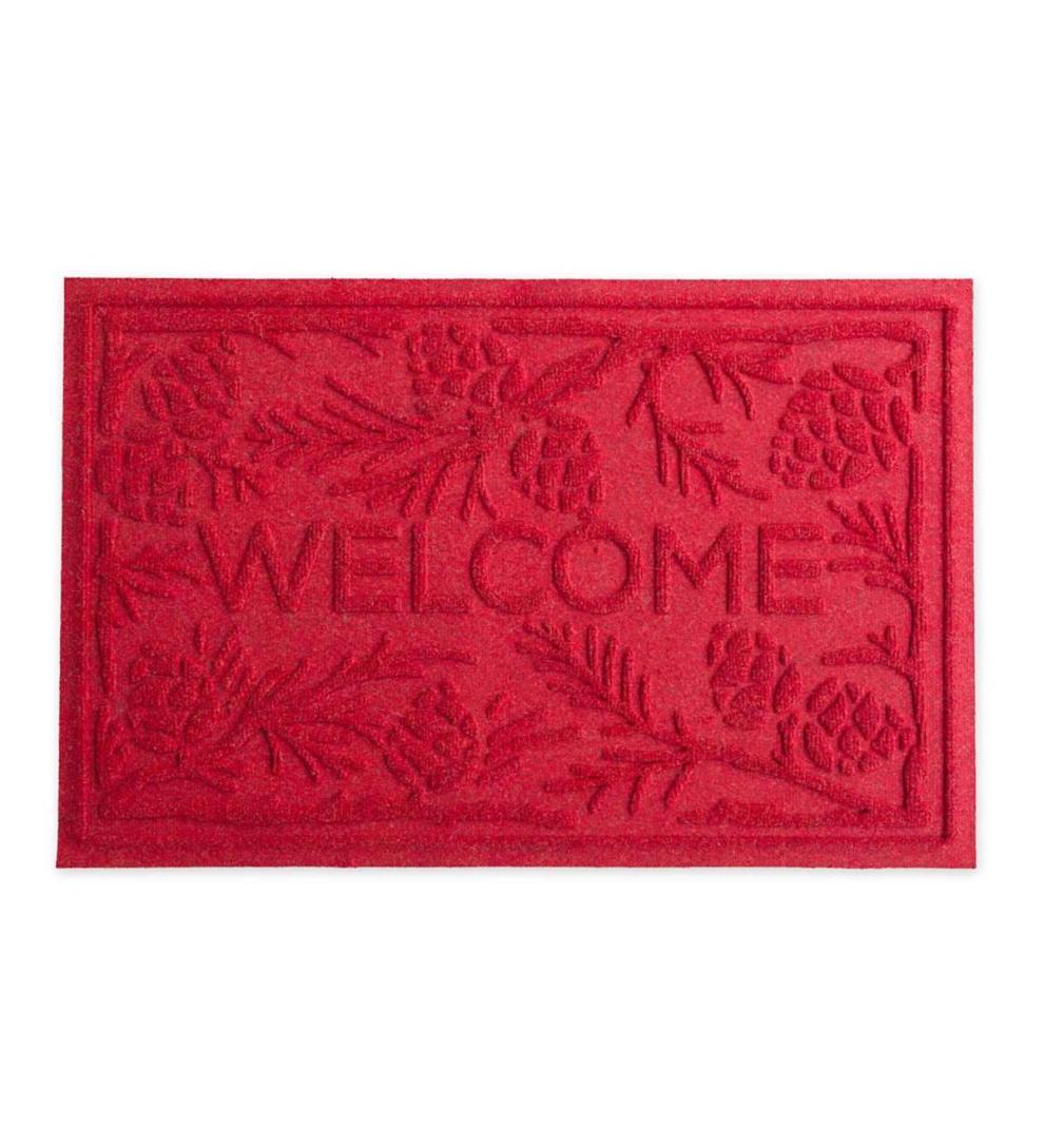 Plow & Hearth Doormats Indoor Living Waterhog Pine Welcome Doormat, 2' X 3' - Bordeaux