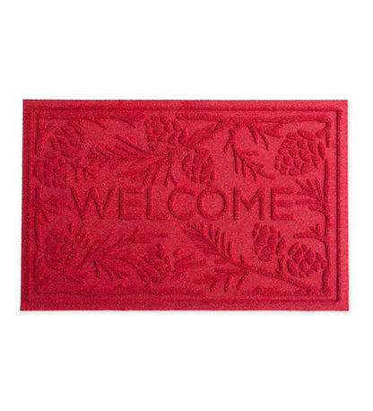 Plow & Hearth Doormats Indoor Living Waterhog Pine Welcome Doormat, 2' X 3' - Bordeaux