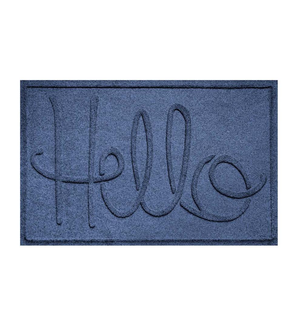 Plow & Hearth Doormats Indoor Living Waterhog Indoor/Outdoor Hello Doormat, 2' X 3' - Bordeaux