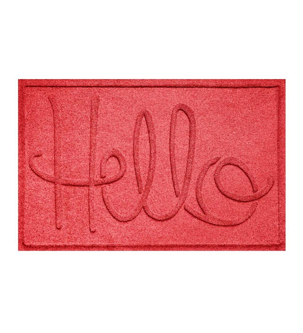 Plow & Hearth Doormats Indoor Living Waterhog Indoor/Outdoor Hello Doormat, 2' X 3' - Bordeaux