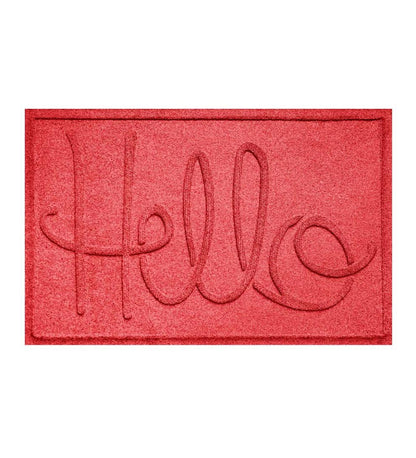 Plow & Hearth Doormats Indoor Living Waterhog Indoor/Outdoor Hello Doormat, 2' X 3' - Bordeaux