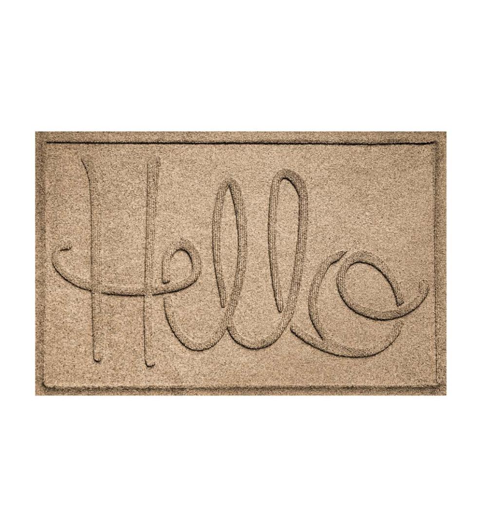 Plow & Hearth Doormats Indoor Living Waterhog Indoor/Outdoor Hello Doormat, 2' X 3' - Bordeaux
