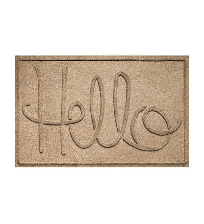Plow & Hearth Doormats Indoor Living Waterhog Indoor/Outdoor Hello Doormat, 2' X 3' - Bordeaux