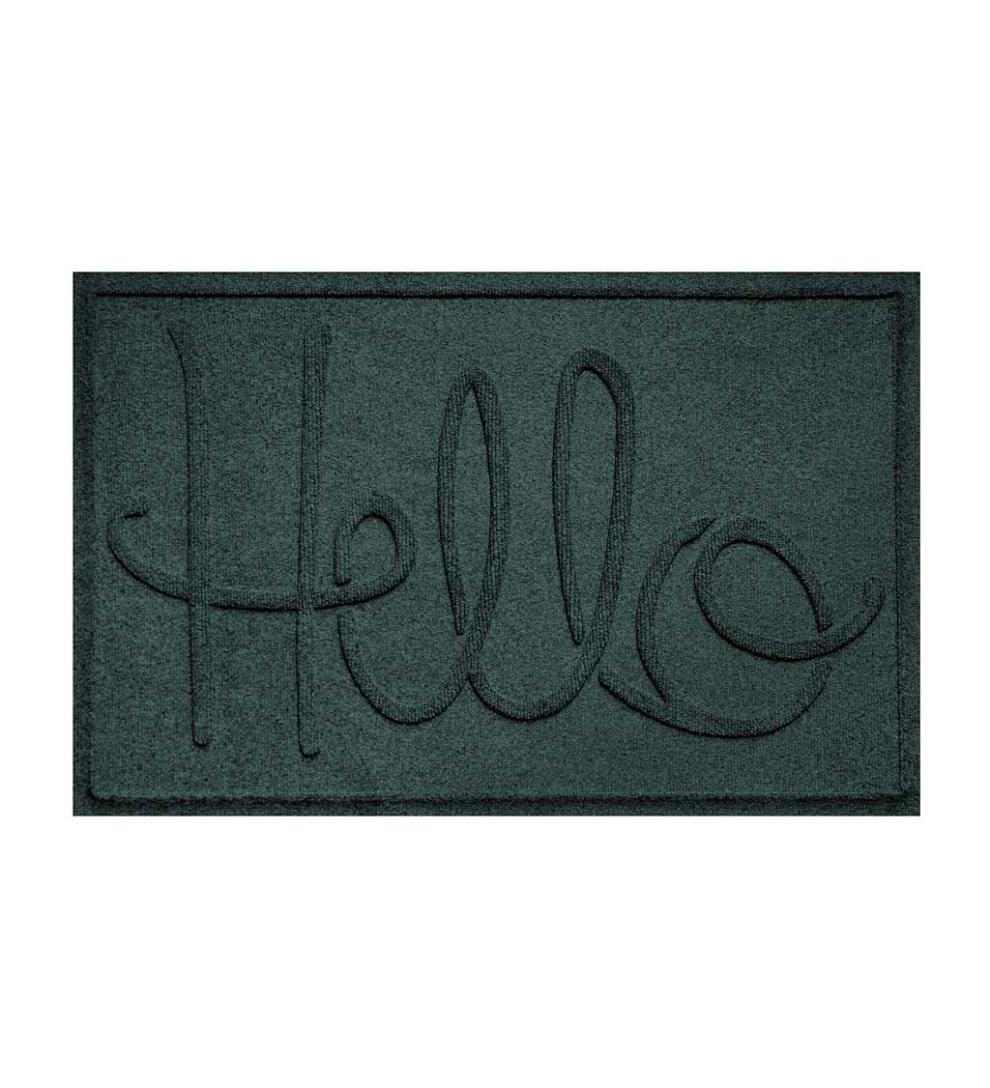 Plow & Hearth Doormats Indoor Living Waterhog Indoor/Outdoor Hello Doormat, 2' X 3' - Bordeaux