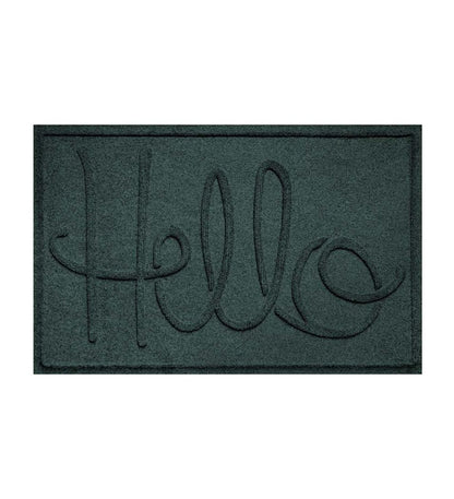 Plow & Hearth Doormats Indoor Living Waterhog Indoor/Outdoor Hello Doormat, 2' X 3' - Bordeaux