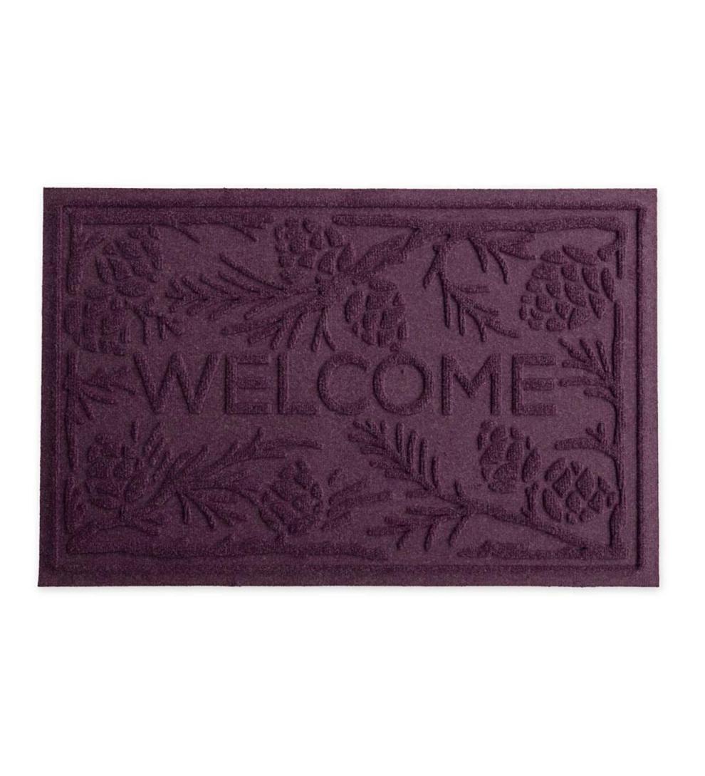 Plow & Hearth Doormats Indoor Living Waterhog Pine Welcome Doormat, 2' X 3' - Bordeaux