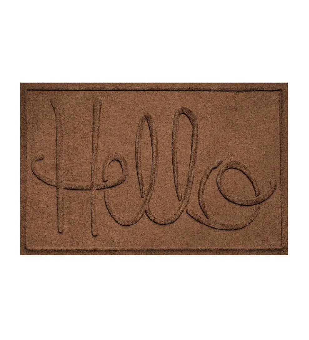 Plow & Hearth Doormats Indoor Living Waterhog Indoor/Outdoor Hello Doormat, 2' X 3' - Bordeaux